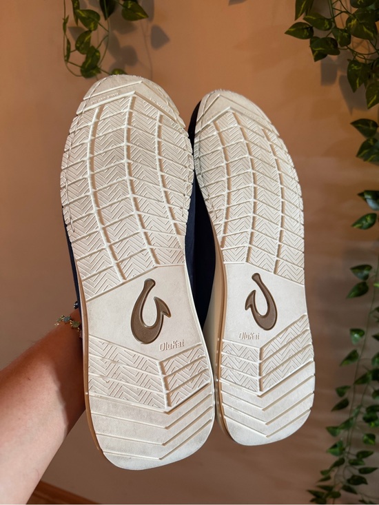 OluKai Navy Suede Slip-On Loafers with White Sole